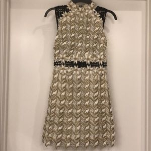 TOPSHOP BOUTIQUE GOLD AND WHITE MINI DRESS